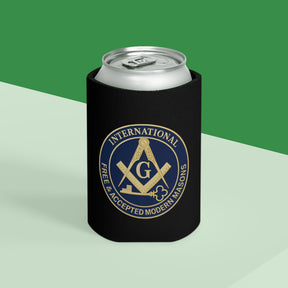 International Masons Can Cooler - Gold Square & Compass G - Bricks Masons