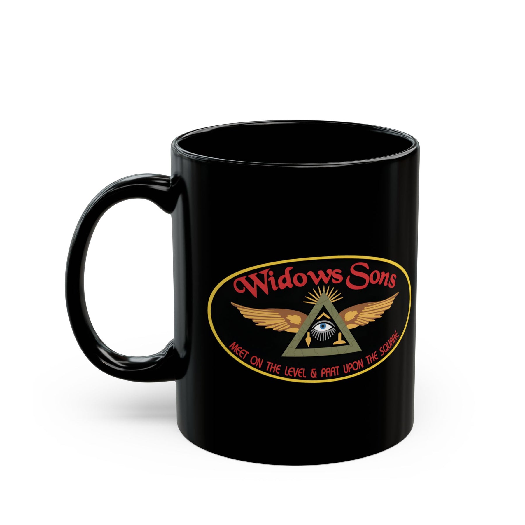 Widows Sons Mug - Meet On The Level Part Upon the Square - Bricks Masons