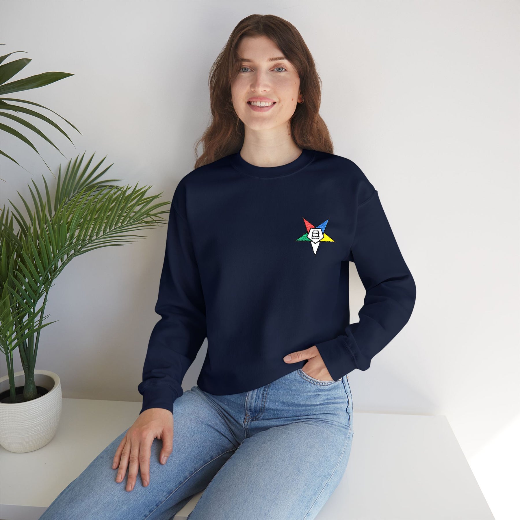 OES Sweatshirt - Crewneck Embroidered Emblem - Bricks Masons
