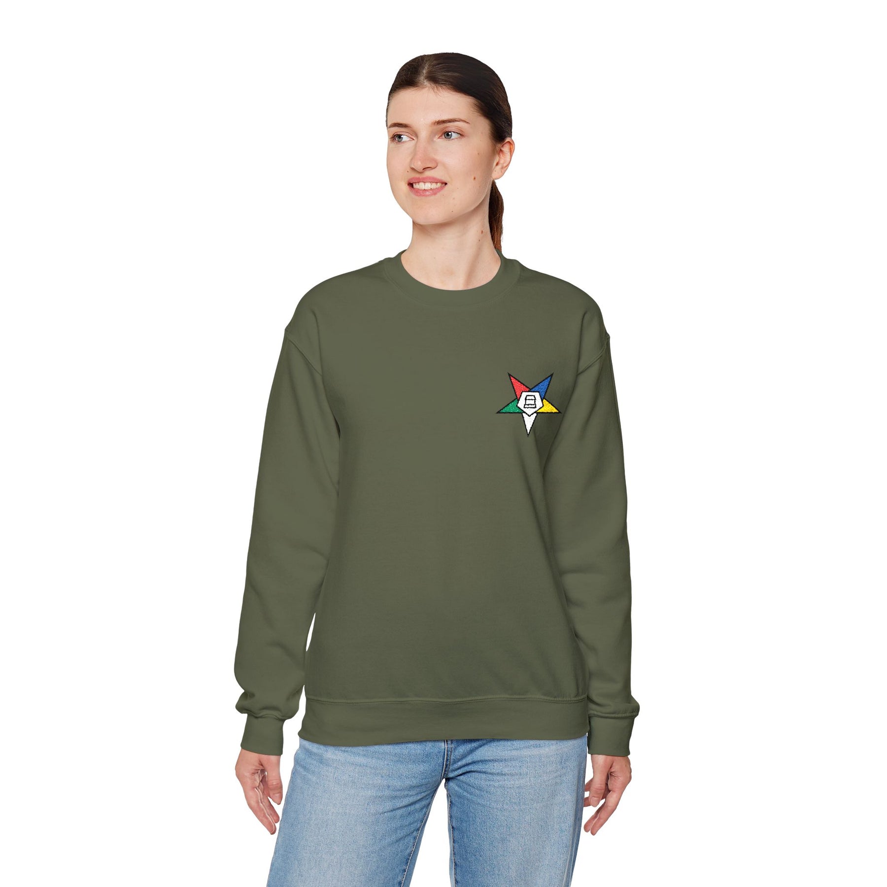 OES Sweatshirt - Crewneck Embroidered Emblem - Bricks Masons