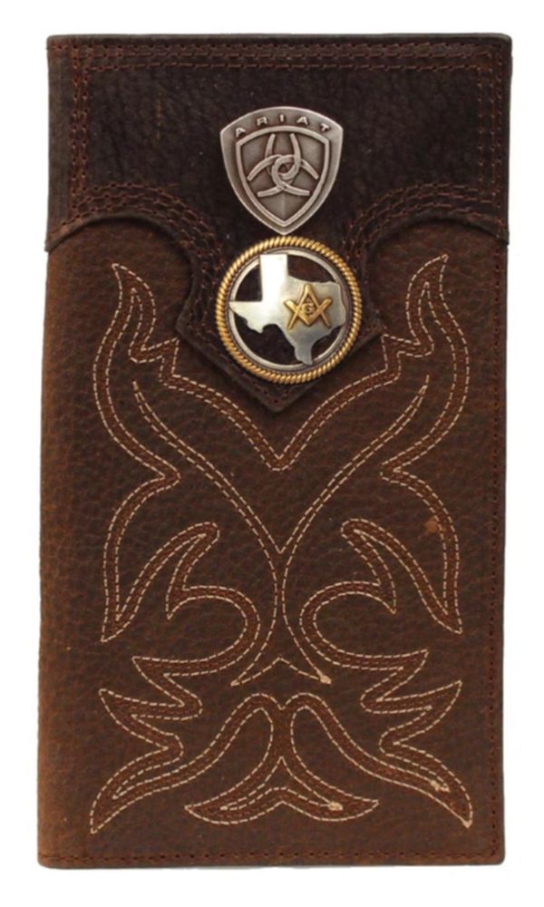 Master Mason Blue Lodge Wallet - American Flag Black & Brown