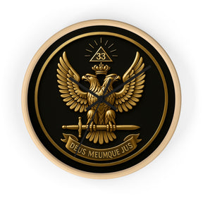 33rd Degree Scottish Rite Clock - Eagle Emblem with “Deus Meumque Jus 33” - Bricks Masons