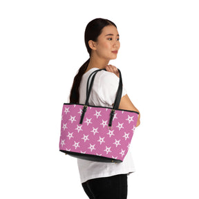 OES Handbag - Pink PU Leather With White Stars - Bricks Masons