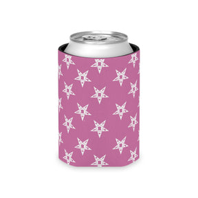 OES Can Cooler - Pink & White Stars - Bricks Masons