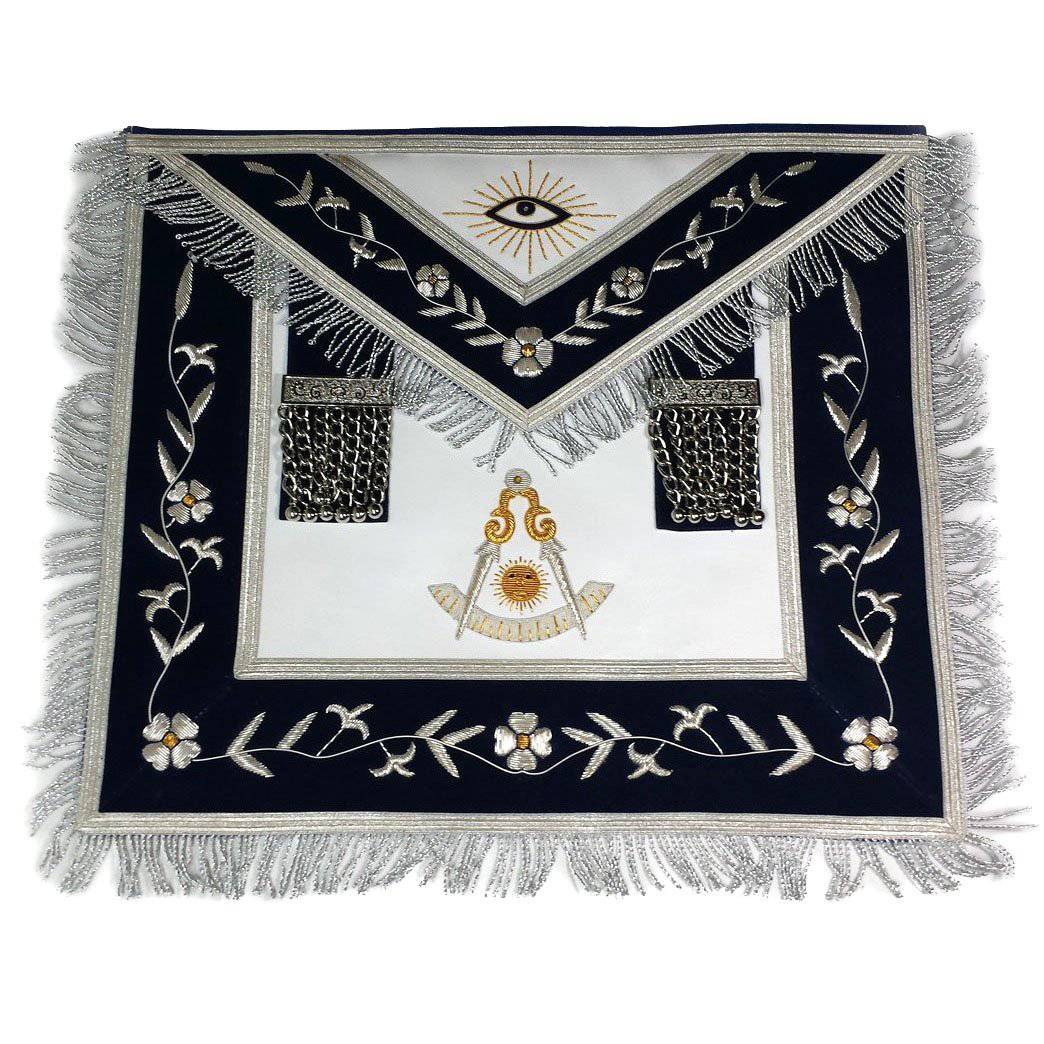 Past Master Blue Lodge Apron - Gold & Silver Bullion Hand Embroidery