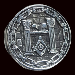 Masonic Ring Columns in Silver Freemasonry Art 73 - Bricks Masons
