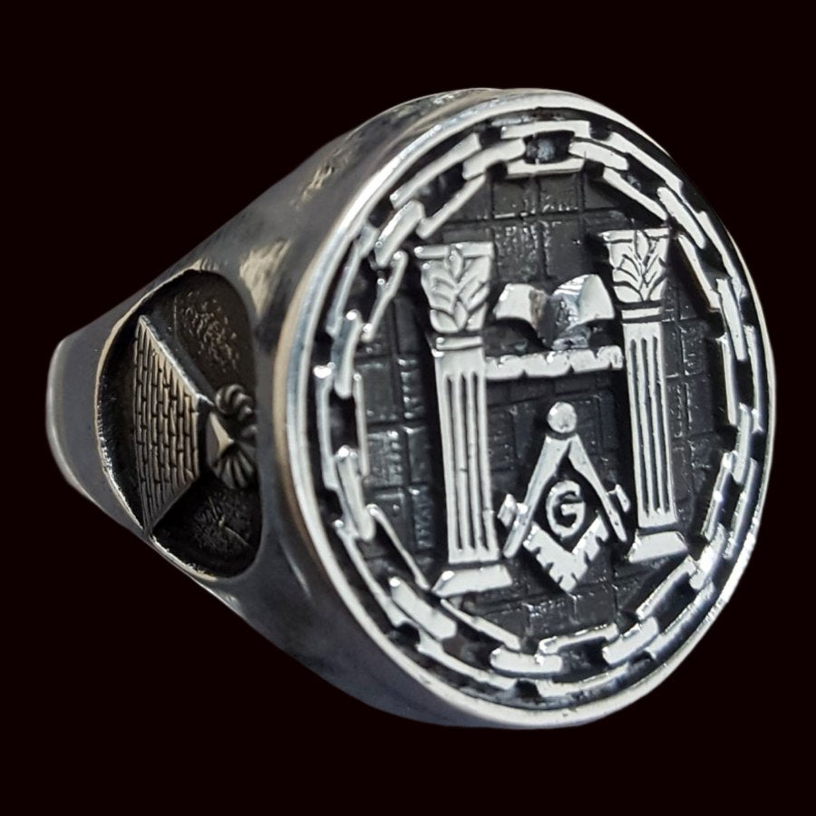 Masonic Ring Columns in Silver Freemasonry Art 73 - Bricks Masons
