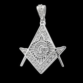 Masonic Compass and Square Pendant 6 cm in 30g Silver Art 740 - Bricks Masons