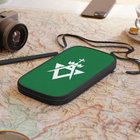 Allied Masonic Degrees Passport Wallet - Green With Shoulder & Wrist Strap - Bricks Masons