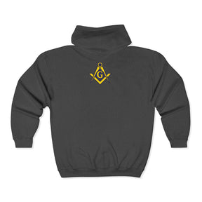 Master Mason Blue Lodge Hoodie - Zip Up Jacket S&C G with Customization - Bricks Masons