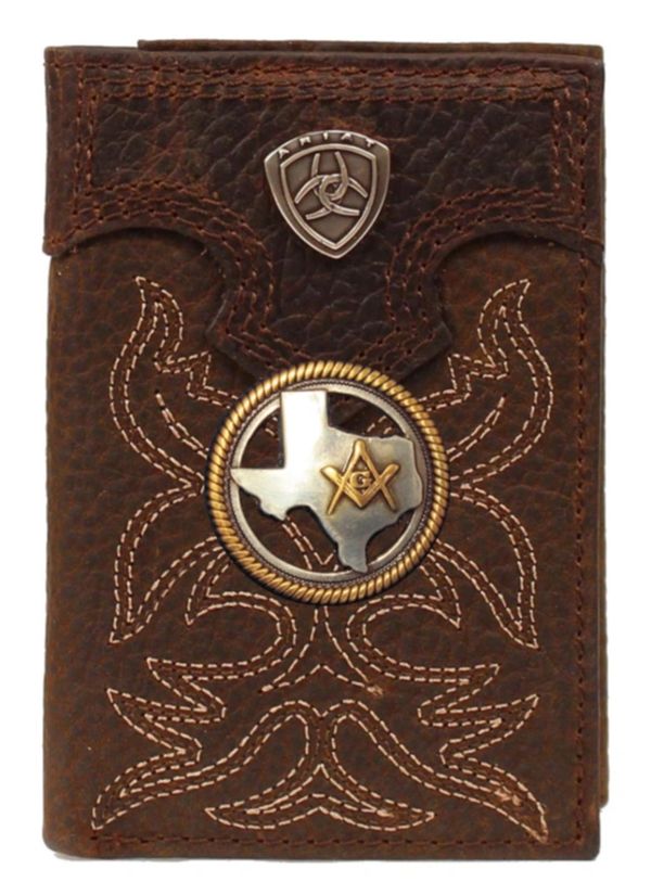 Master Mason Blue Lodge Wallet - American Flag Black & Brown