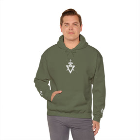 Allied Masonic Degrees Hoodie - Soft Cotton Poly Blend Embroidered Front Motif - Bricks Masons