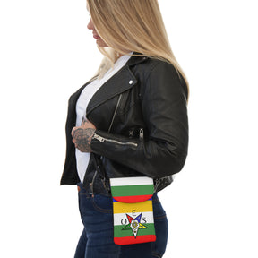 OES Cell Phone Wallet - Colorful Star With Microfiber Leather - Bricks Masons