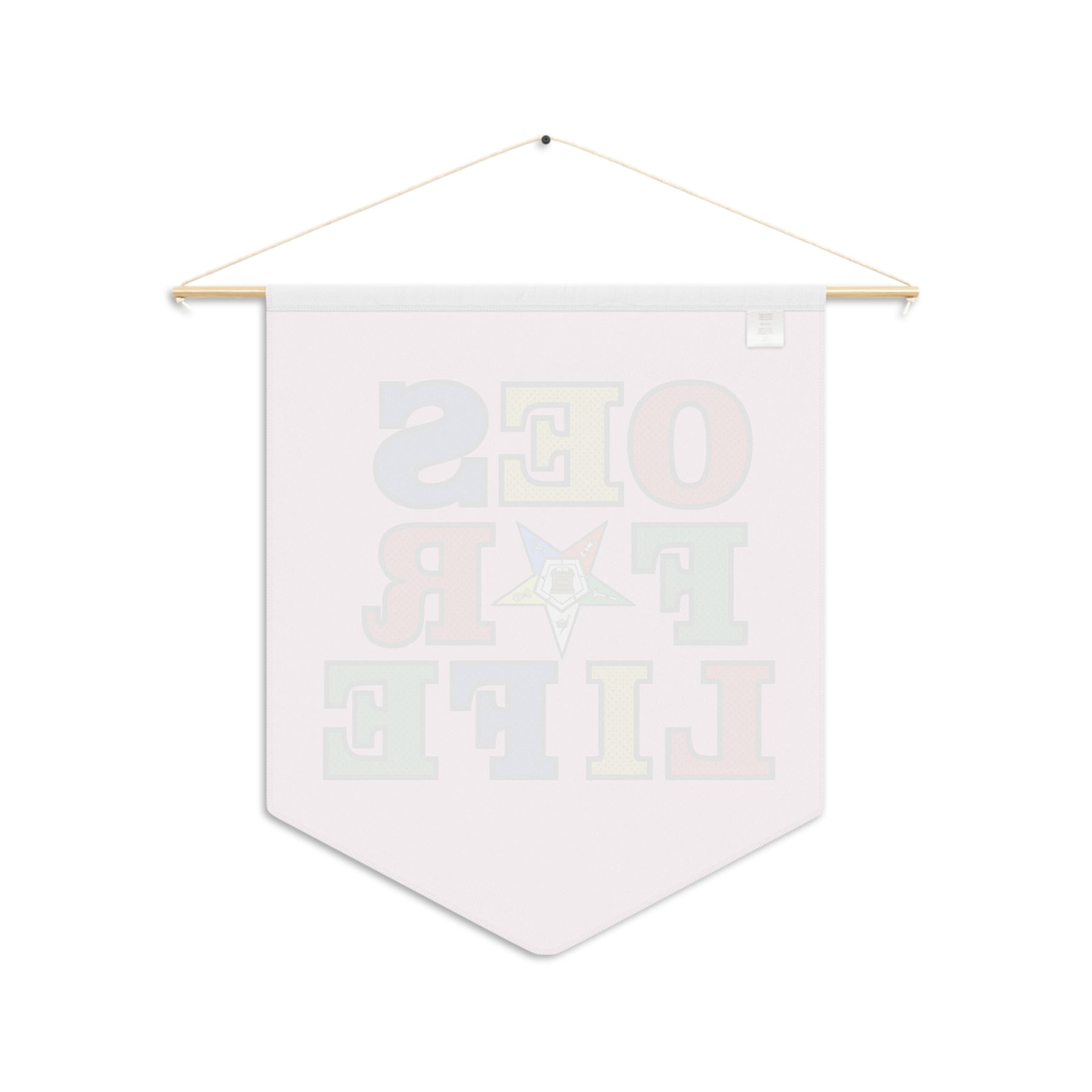 OES Pennant - OES for Life Pink Polyester Twill With Wooden Dowel - Bricks Masons