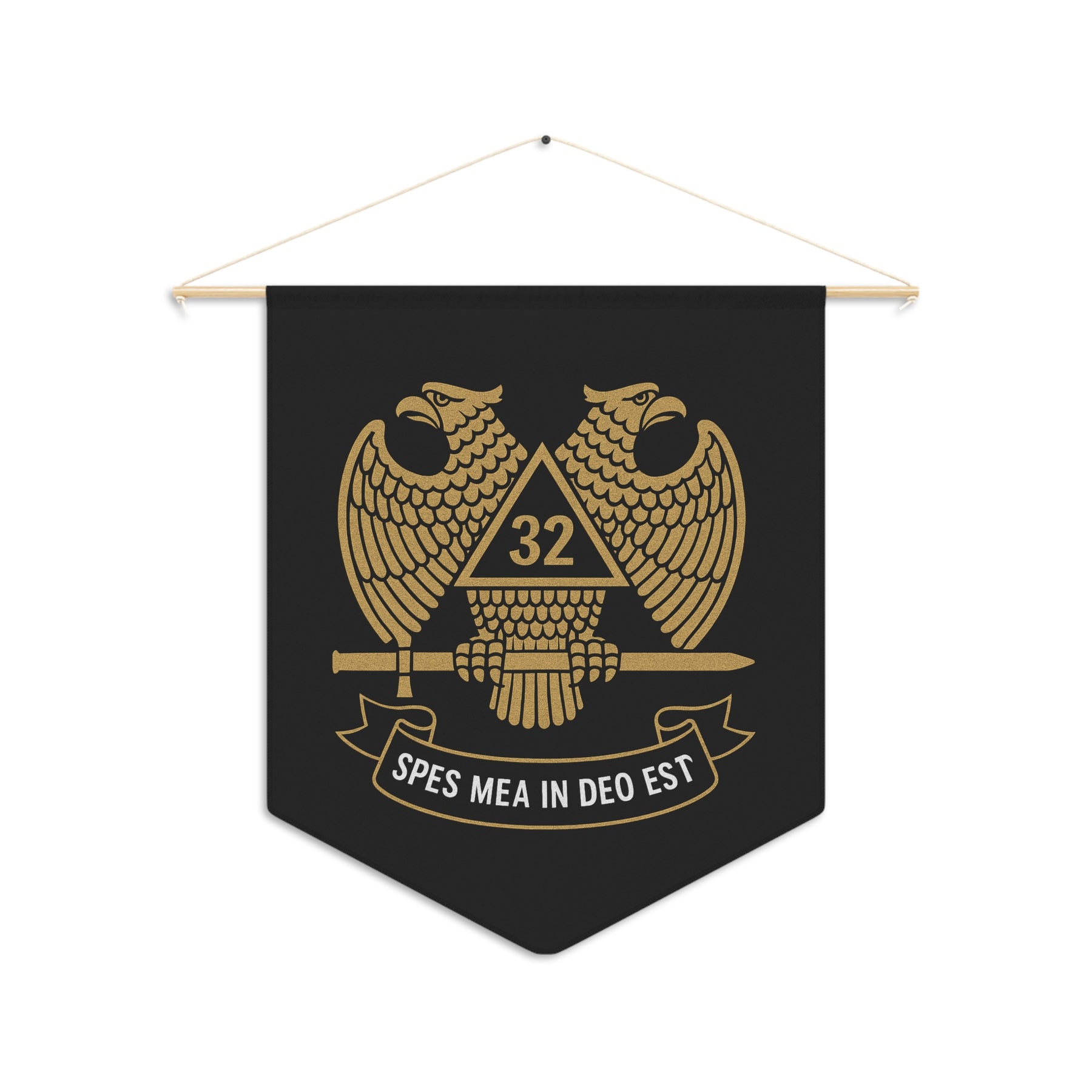 32nd Degree Scottish Rite Pennant - Spes Mea in Deo Est with Double Headed Eagle - Bricks Masons