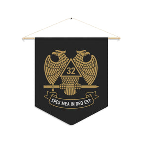 32nd Degree Scottish Rite Pennant - Spes Mea in Deo Est with Double Headed Eagle - Bricks Masons
