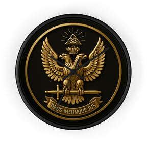 33rd Degree Scottish Rite Clock - Eagle Emblem with “Deus Meumque Jus 33” - Bricks Masons