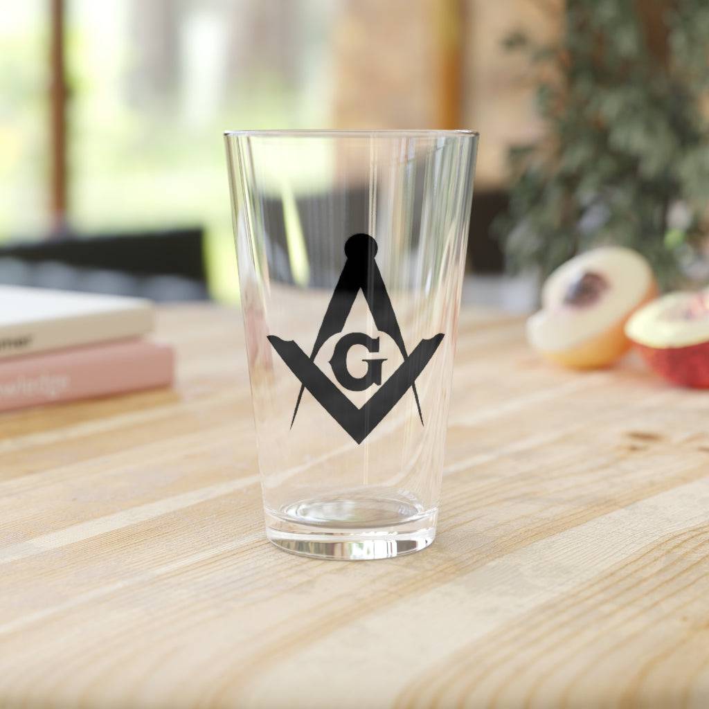 Master Mason Blue Lodge Pint Glass -16oz Black Square & Compass G