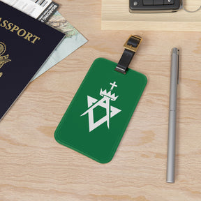 Allied Masonic Degrees Luggage Tag - Green With Black Leather Strap - Bricks Masons