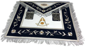 Past Master Blue Lodge Apron - Gold & Silver Bullion Hand Embroidery