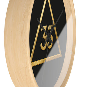 33rd Degree Scottish Rite Clock - Golden Triangle 33 Emblem on Wood Frame - Bricks Masons