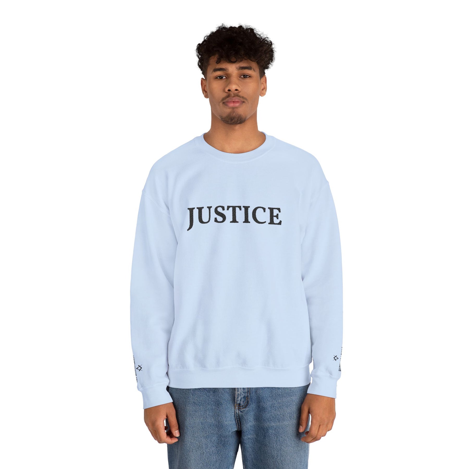 Entered Apprentice Blue Lodge Sweatshirt - Justice Front & Sleeves Embroidery - Bricks Masons
