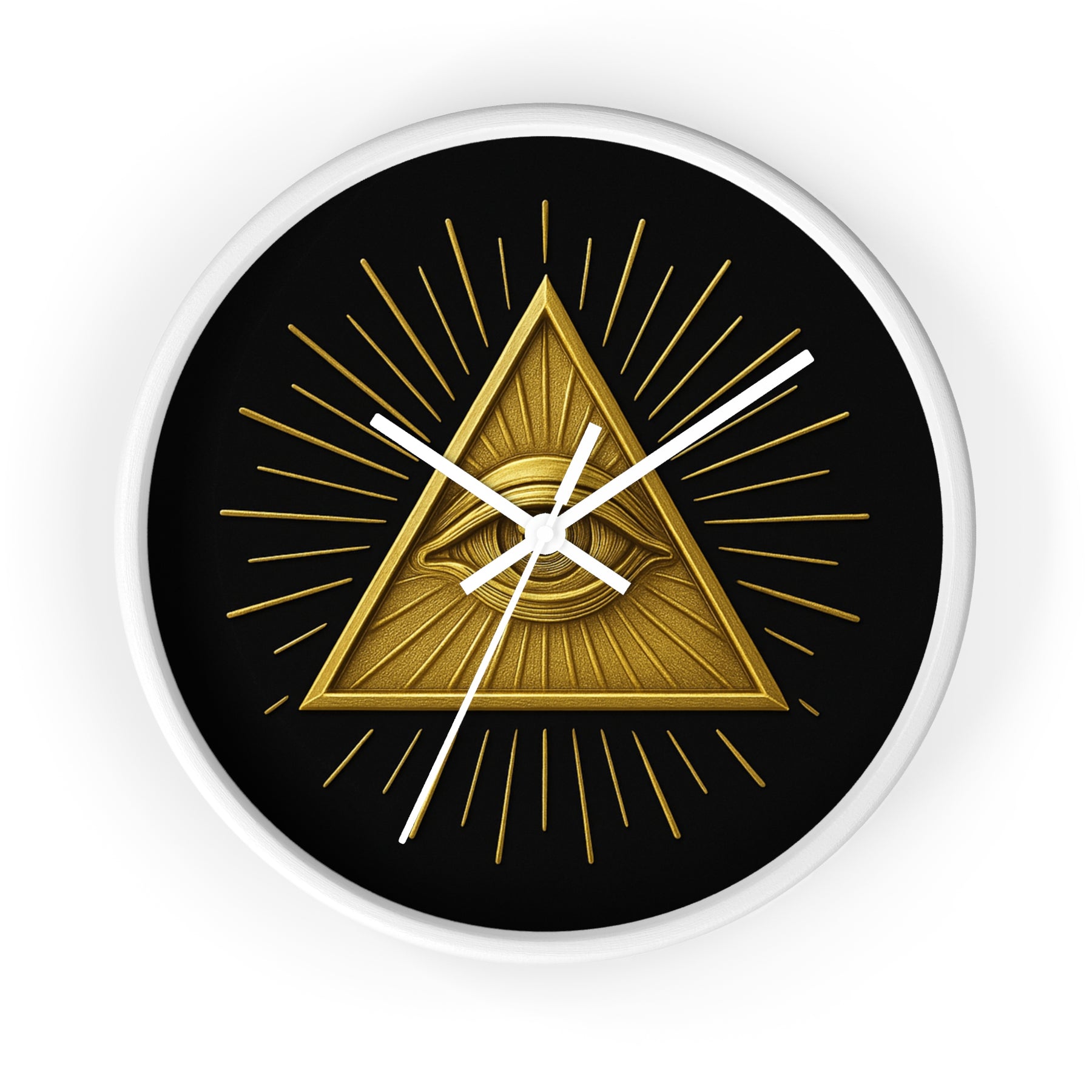 Eye of Providence Clock - Sacred Triangle Eye Emblem on Wooden Frame - Bricks Masons