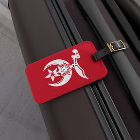 Shriners Luggage Tag - Red With Black Leather Strap - Bricks Masons