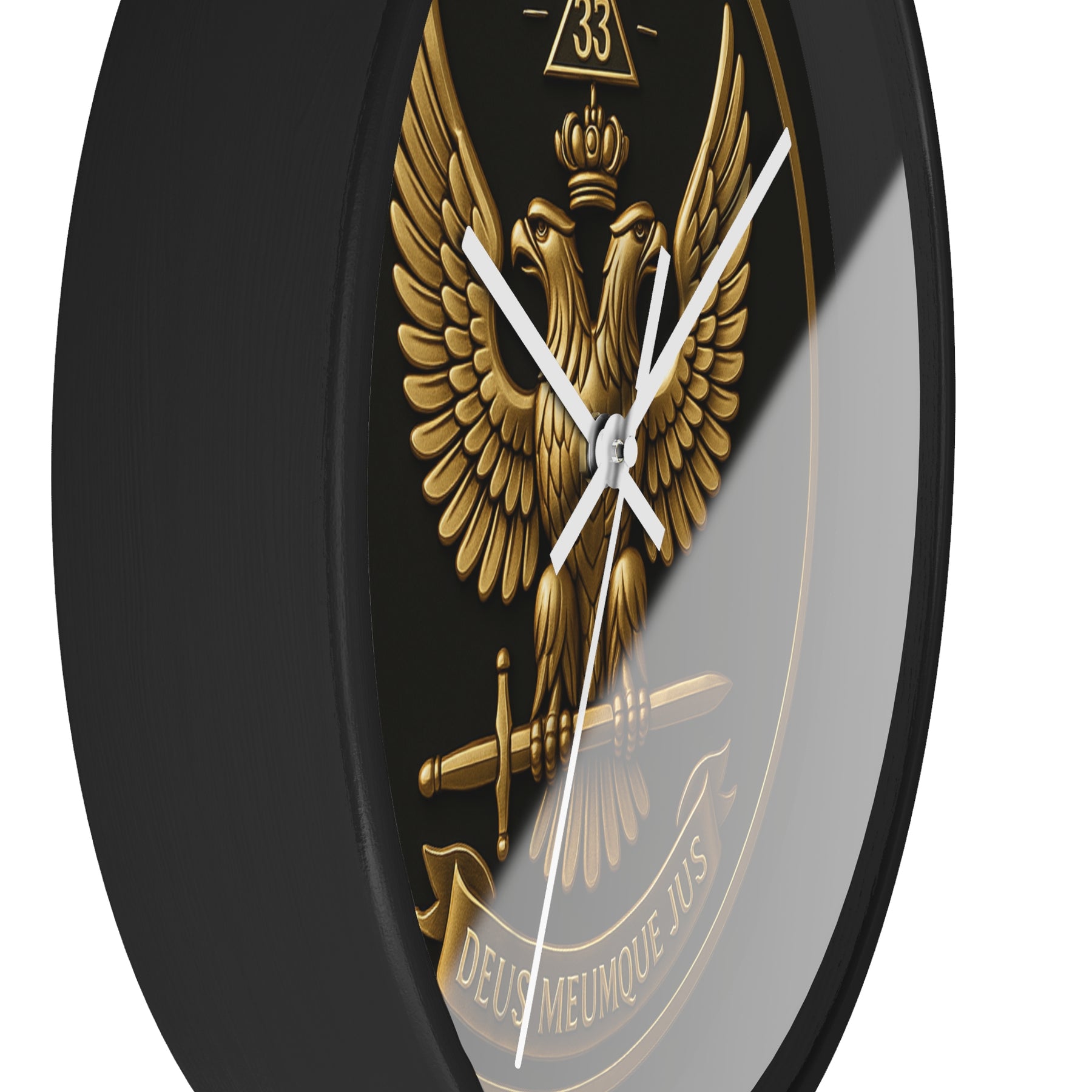 33rd Degree Scottish Rite Clock - Eagle Emblem with “Deus Meumque Jus 33” - Bricks Masons