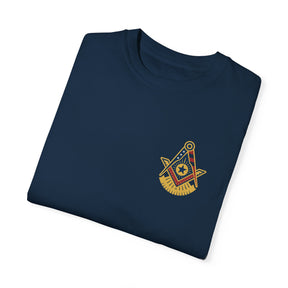 Past Master Blue Lodge T-Shirt - Garment-Dyed US Flag - Bricks Masons