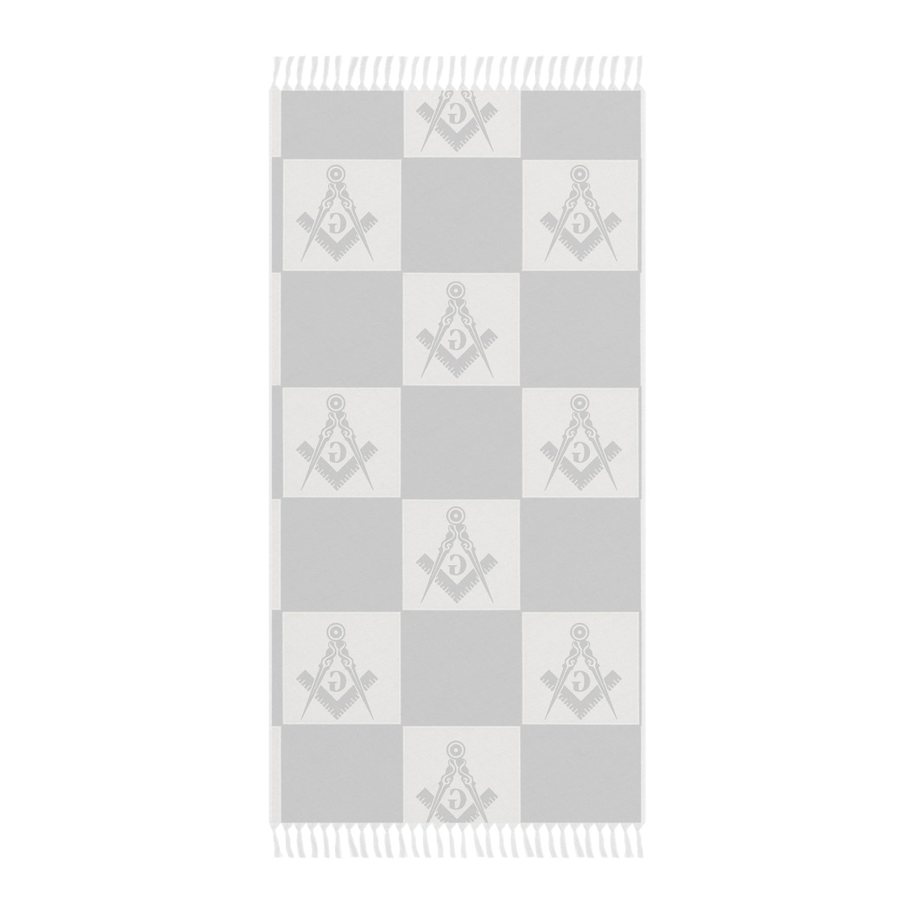 Master Mason Blue Lodge Towel - S & C With Chekered Pattern Beach Cloth - Bricks Masons