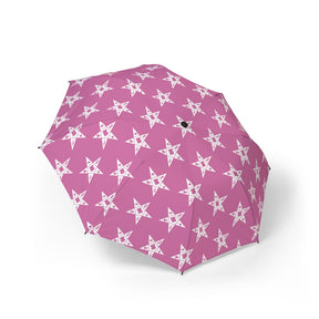 OES Umbrella - Pink with White Stars Semi-Automatic Foldable Umbrella - Bricks Masons