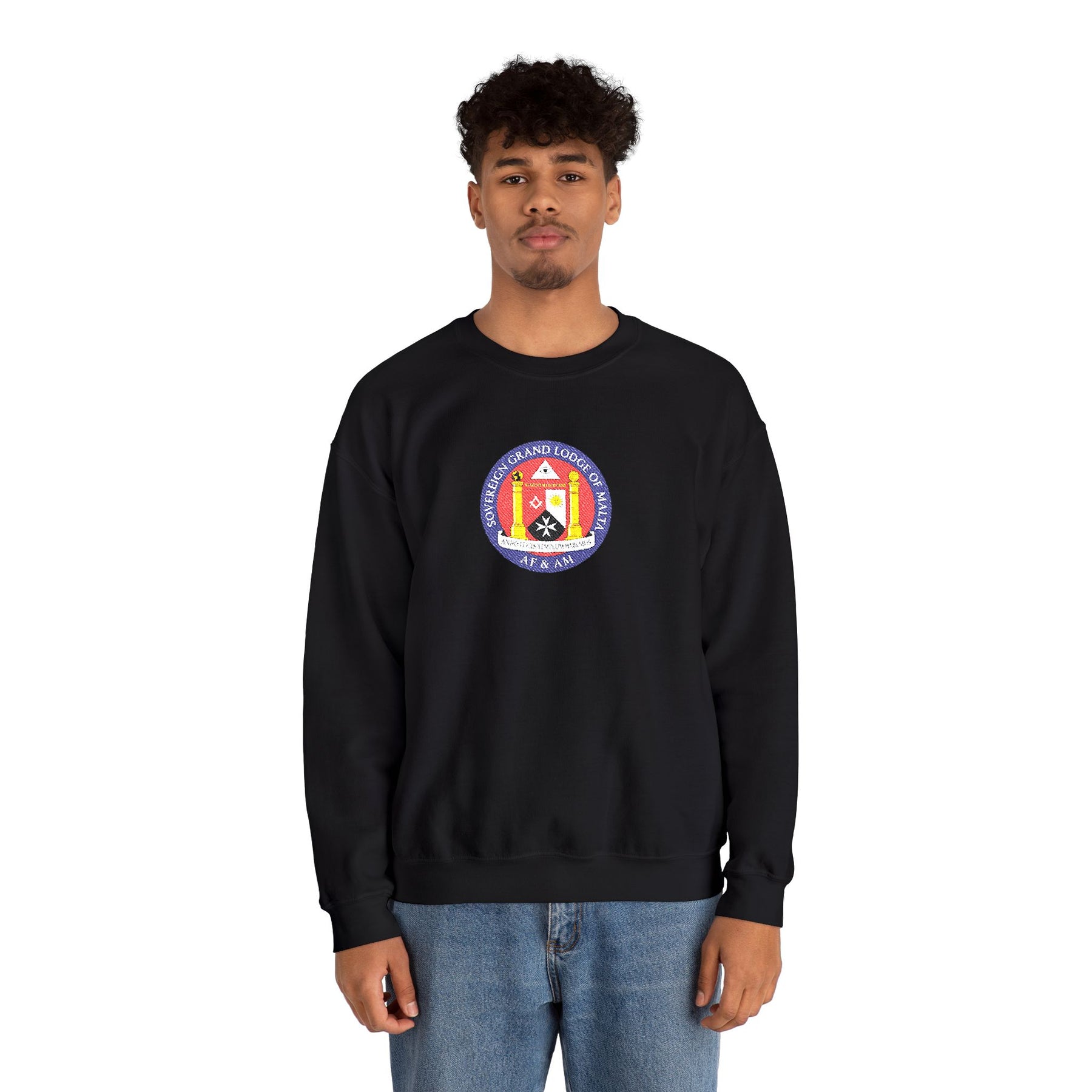 Malta Jurisdiction Sweatshirt - Crewneck Embroidered Emblem - Bricks Masons