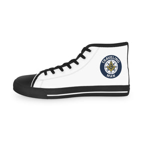 Master Mason Blue Lodge Sneaker - High Top Black & White Sole Traveling Mason - Bricks Masons