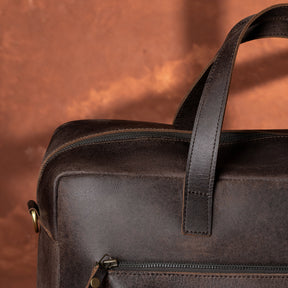 OES Briefcase - Dark Brown Cow Leather - Bricks Masons