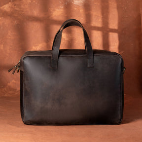 OES Briefcase - Dark Brown Cow Leather - Bricks Masons