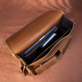 OES Briefcase - Genuine Leather Crazy Horse Finish - Bricks Masons