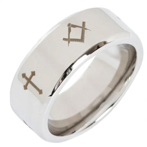 Master Mason Blue Lodge Ring - Beveled Silver Cross