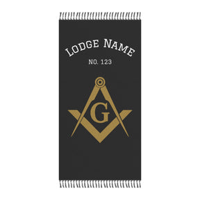 Master Mason Blue Lodge Towel - Black Polyester Customizable Beach Cloth - Bricks Masons