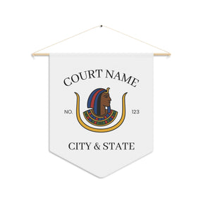 DOI Pennant - Personalized White Polyester Twill with Wooden Dowel - Bricks Masons