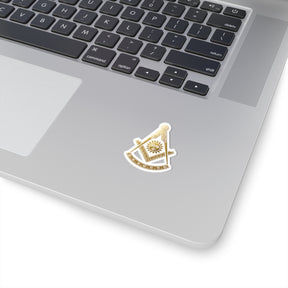 Past Master Blue Lodge Sticker Decal - Kiss-Cut Gold Square & Compass - Bricks Masons