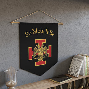 33rd Degree Scottish Rite Pennant - So Mote It Be with Red Cross & Double-Headed Eagle - Bricks Masons