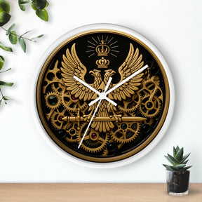 33rd Degree Scottish Rite Clock - Open Gear Eagle on Wood Frame With Plexiglass Face - Bricks Masons