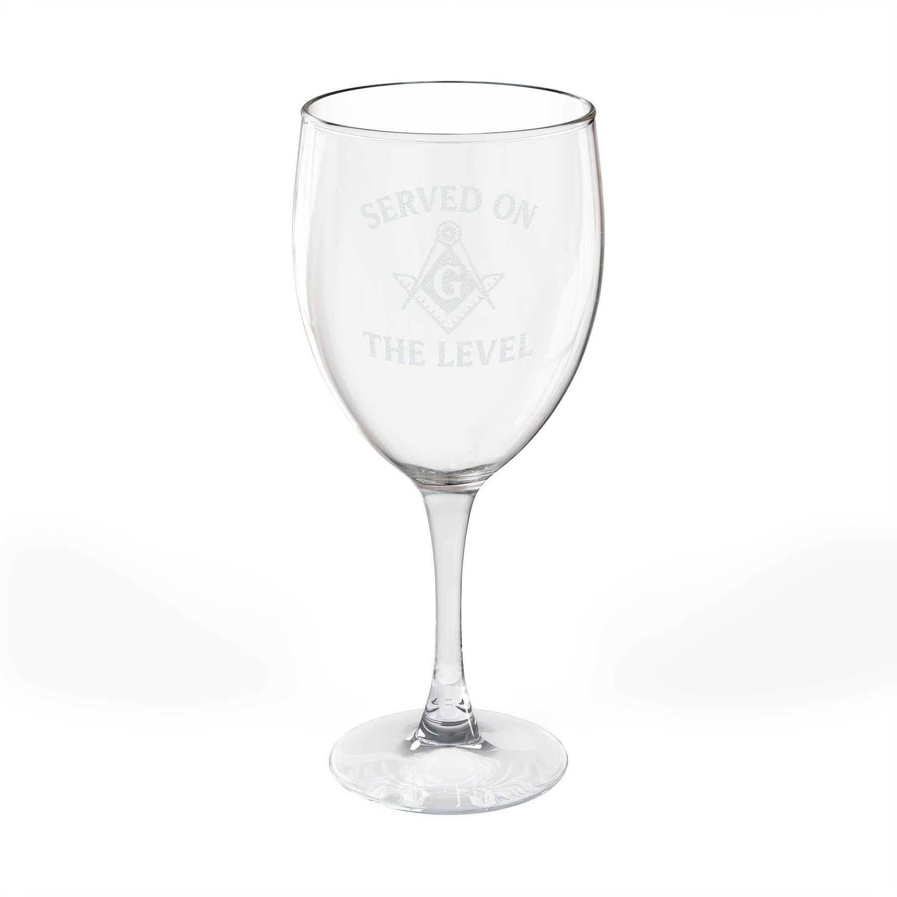 Master Mason Blue Lodge Wine Glass - Served On The Level Square & Compass G - Bricks Masons