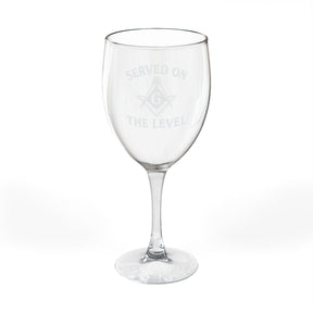 Master Mason Blue Lodge Wine Glass - Served On The Level Square & Compass G - Bricks Masons