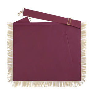 95th Degree Memphis Misraim Apron - Burgundy Velvet With Gold Hand Embroidery Bullion