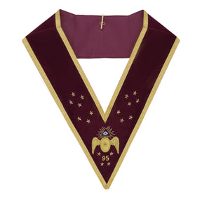 95th Degree Memphis Misraim Collar - Burgundy Velvet With Gold Braid