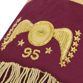 95th Degree Memphis Misraim Cuff - Burgundy Velvet Golden Braid Hand Embroidered