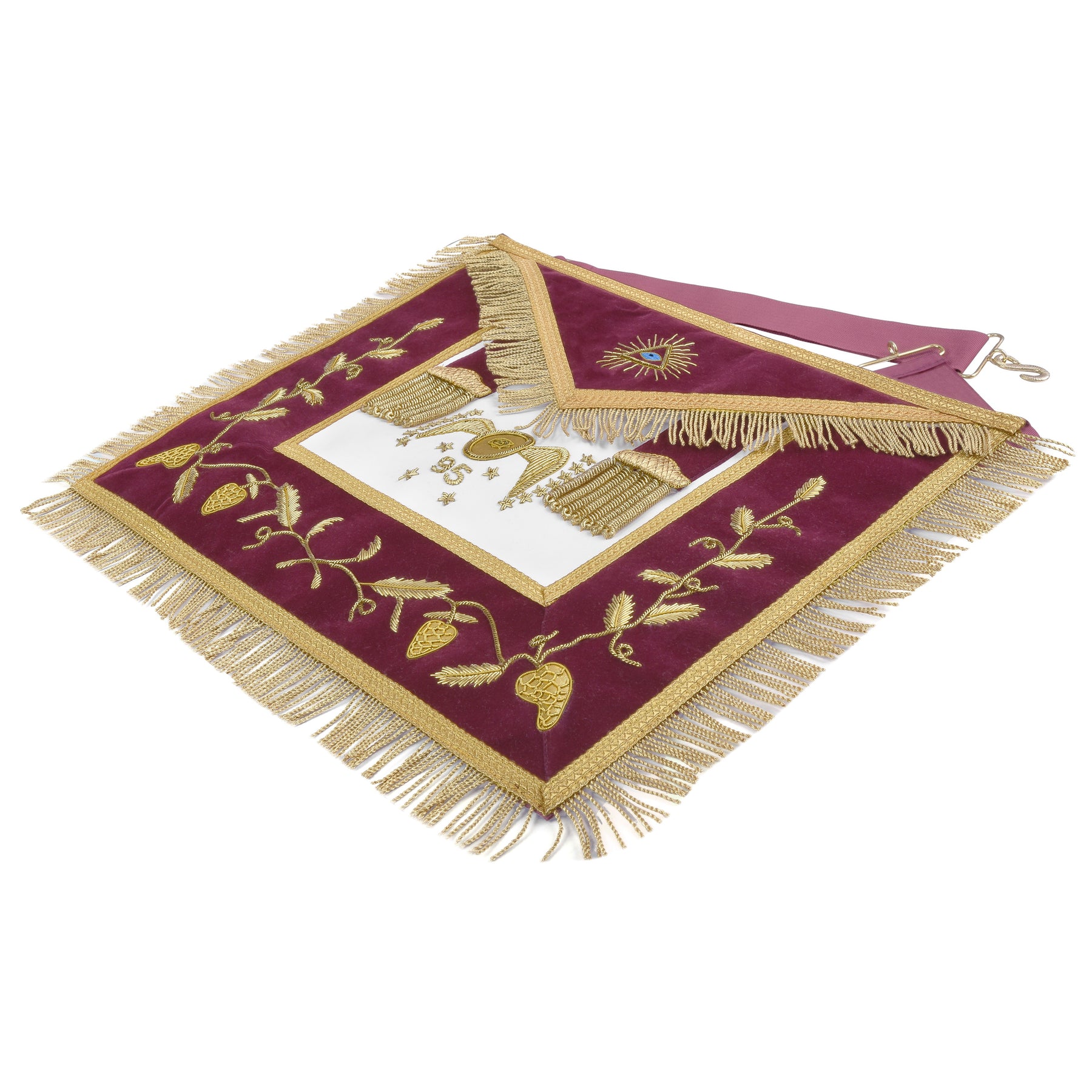 95th Degree Memphis Misraim Regalia Set - Burgundy & Gold Hand Embroidery