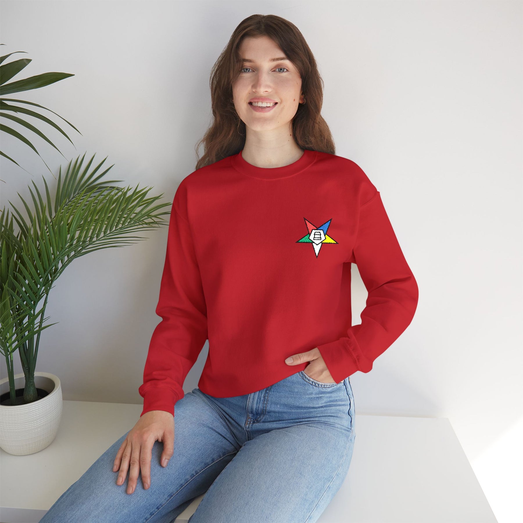 OES Sweatshirt - Crewneck Embroidered Emblem - Bricks Masons
